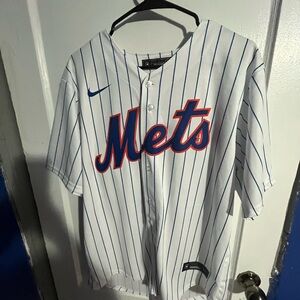 Nike NY Mets White Pinstripe Jersey